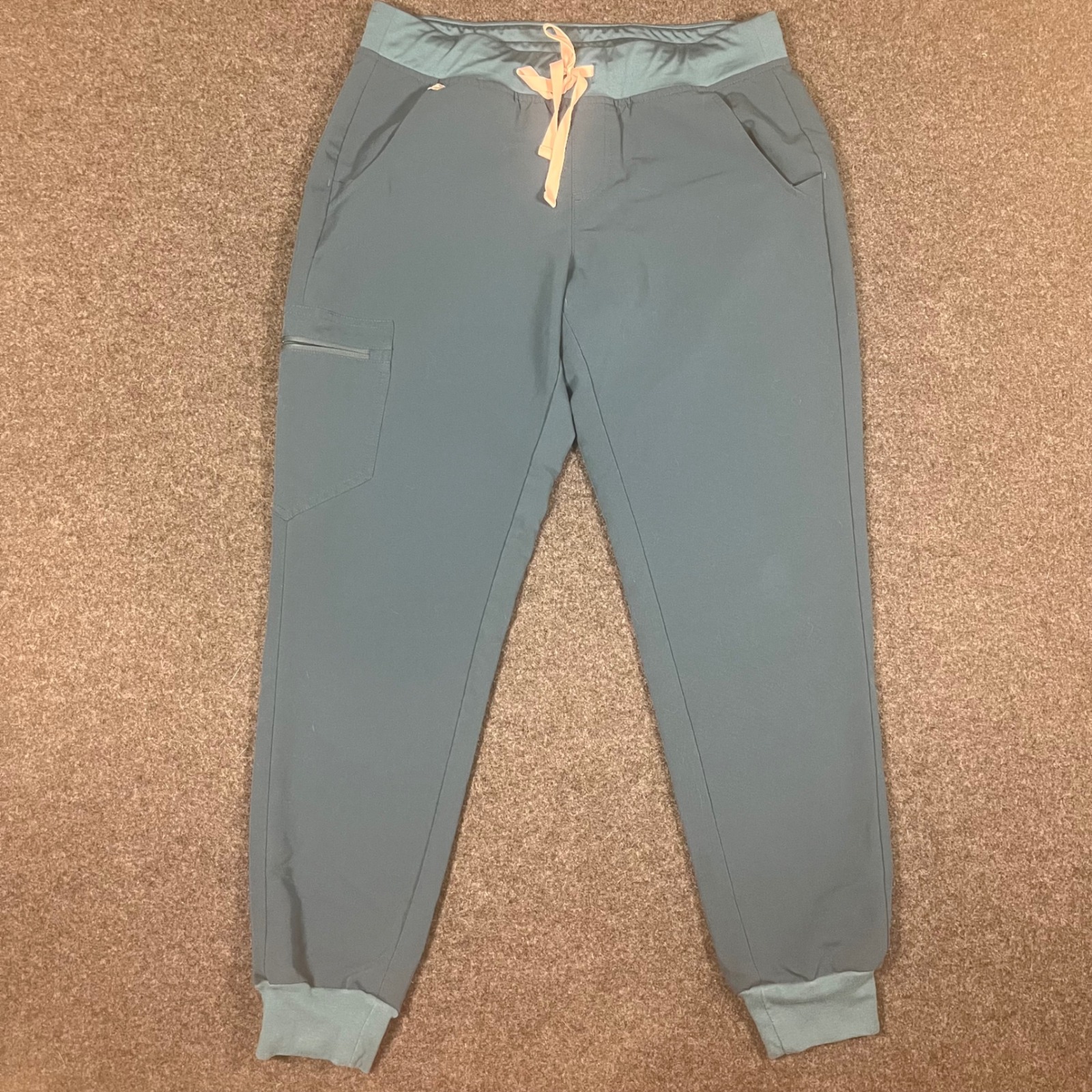 Figs Zamora Jogger Scrub Pants Womens Medium Teal Blue W18sw2005 Cargo Pockets
